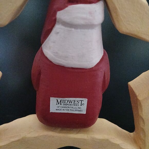 Tree Topper Santa Sitting on a Star Wood & Metal Springy Holiday Decoration 9.5" - Picture 11 of 11